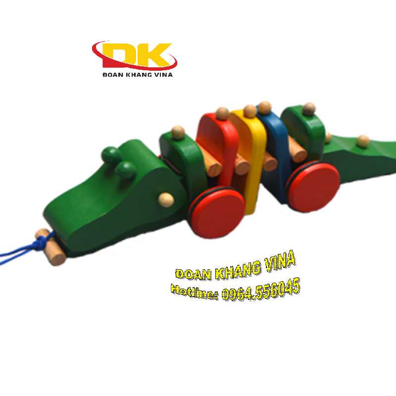 Đồ chơi cá sấu có dây kéo khớp nối bằng gỗ DK 060-55